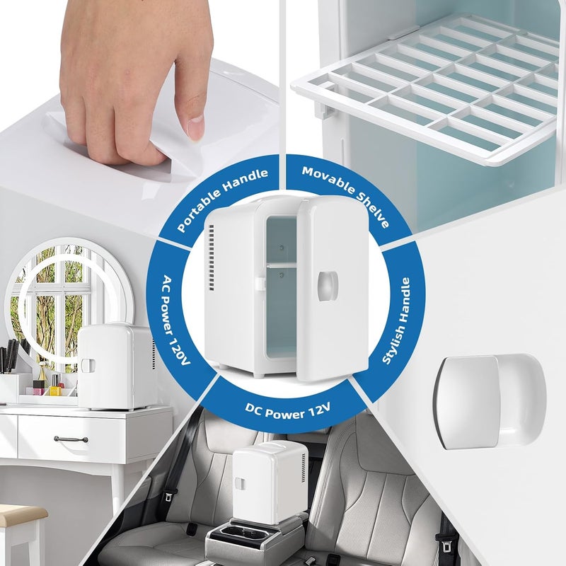 Electactic Compact Refrigerator, Portable Mini Fridge, Skin Care 4L Capacity/6 Cans, for Bedroom, Car, Office & Dorm, Small Cooler for Cosmetics, Beverage and Food, White - Image 2